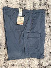 DOCKERS Men's Big Tall Tech Cargo Shorts Blue Gray 48X10 New