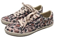 NEW- TAOS- Women's 7.5 Brown Animal Print Canvas Low Top Lace Up Shoes STA-12844