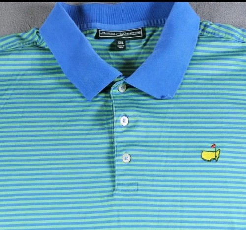 Masters Collection Agusta National Golf Polo 2XL Pima Cotton Green Blue Striped