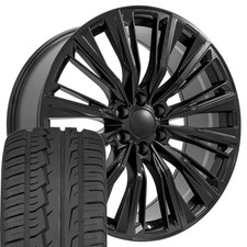 24x10 Black 4882 Wheels 29535r24 As Tires Set Fits Silverado Tahoe