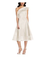 ADRIANNA PAPELL Womens Ivory Midi Formal Fit + Flare Dress 2