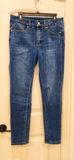 Seven7 Tummyless High Rise Skinny Medium Blue Denim Jeans Women Stretch 10