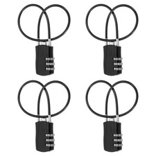 4 Pcs 3 Digit Luggage Cable Combination Lock with 12" Long Cable, Black