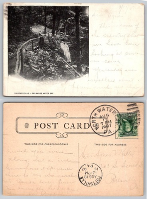 #ad Caldneo Falls Delaware Water Gap PA Postcard 1907 North Water Gap $4.44