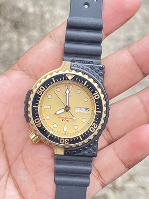 Seiko Giugiaro 7c43-7a00 Quartz Professional Diver Watch Gold Tone