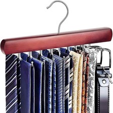 Tie Rack Hanger for Closet, Wooden Tie Hangers for Men with 18 Folding Hooks,...