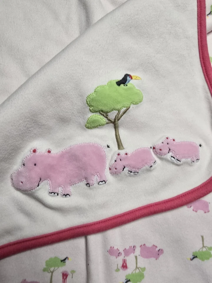 Gymboree Rosa 3 Hipopótamo Algodón Tejido Bebé Recepción Manta Árbol 2006 Foto 2 de 4