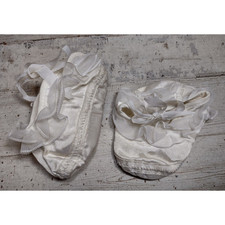 Vintage Lace  Satin White Baby Booties Christening Baptism Size Newborn 3