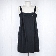 Laundry By Design Black Wool Wrap Dress Medium Sleeveless Button Pocket Lined