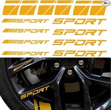 14pcs Reflective Car Decal Stickers for Wheel Rim, Rear Bumper, Color: Yellow