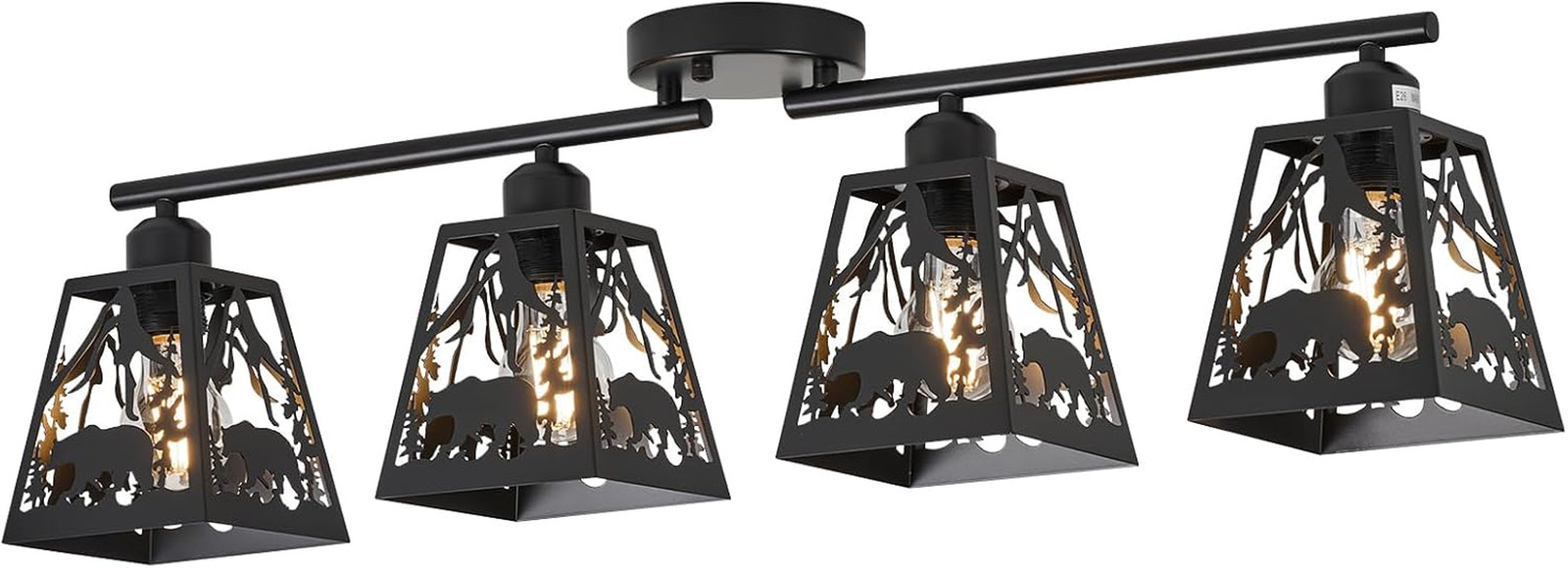 Rustic Bear 4-Light Flush Mount Ceiling Light for Farmhouse Style Rooms