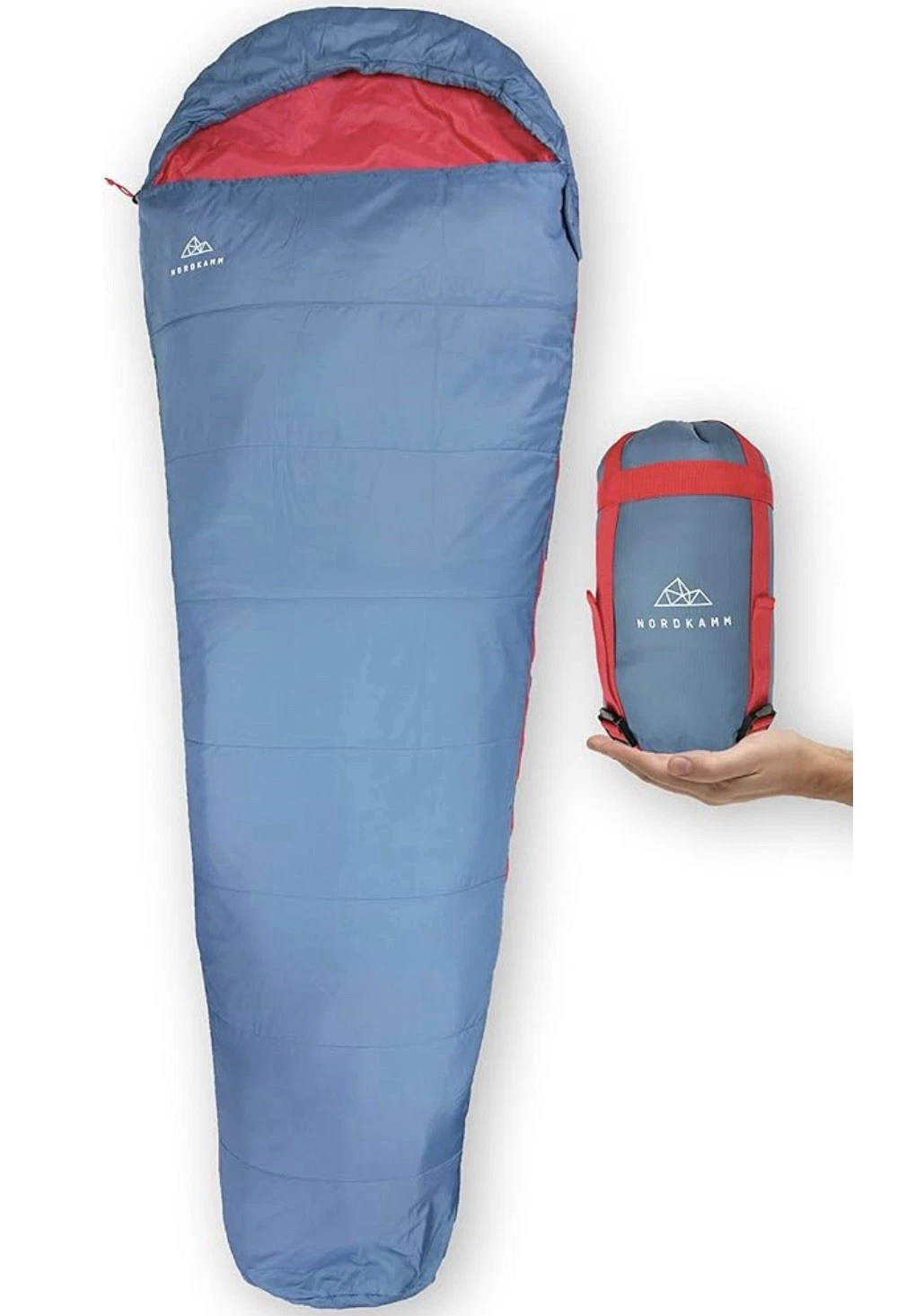 NORDKAMN Waterproof Ultra Lightweight SLEEPING BAG Summer Season Red & Blue NEW