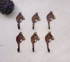 Morgan Horse Head Wall Hook Decor Office Wall Brass Hanger Set of 6 Pieces GTX