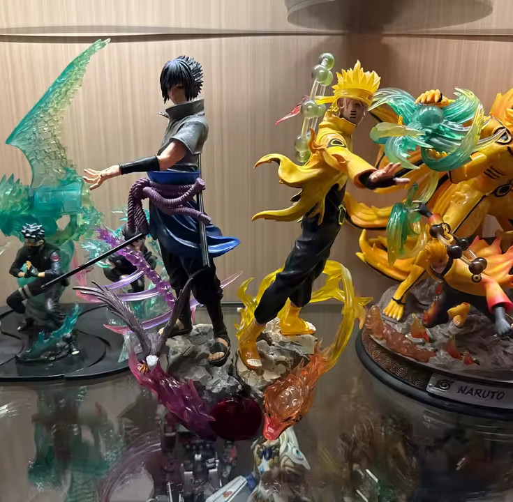 Lot de 2 Grandes Figurines Naruto Sasuke Socle 36cm Anime Collection Manga