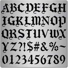 6.3" Gothic Font Lettering Number Stencil 1" High Stainless Steel Old English