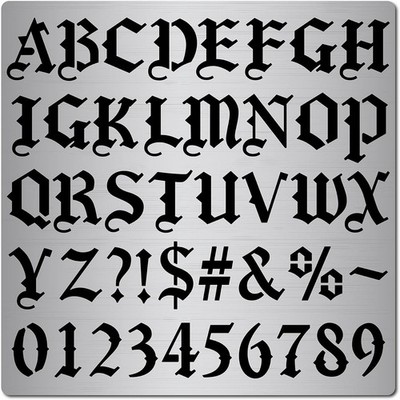 6.3'' Gothic Font Lettering Number Stencil 1'' High Stainless Steel Old English