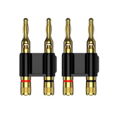 Gold Plated Copper Dual Banana Plug Connectors Pair (2Pcs Black) for Amplifiers