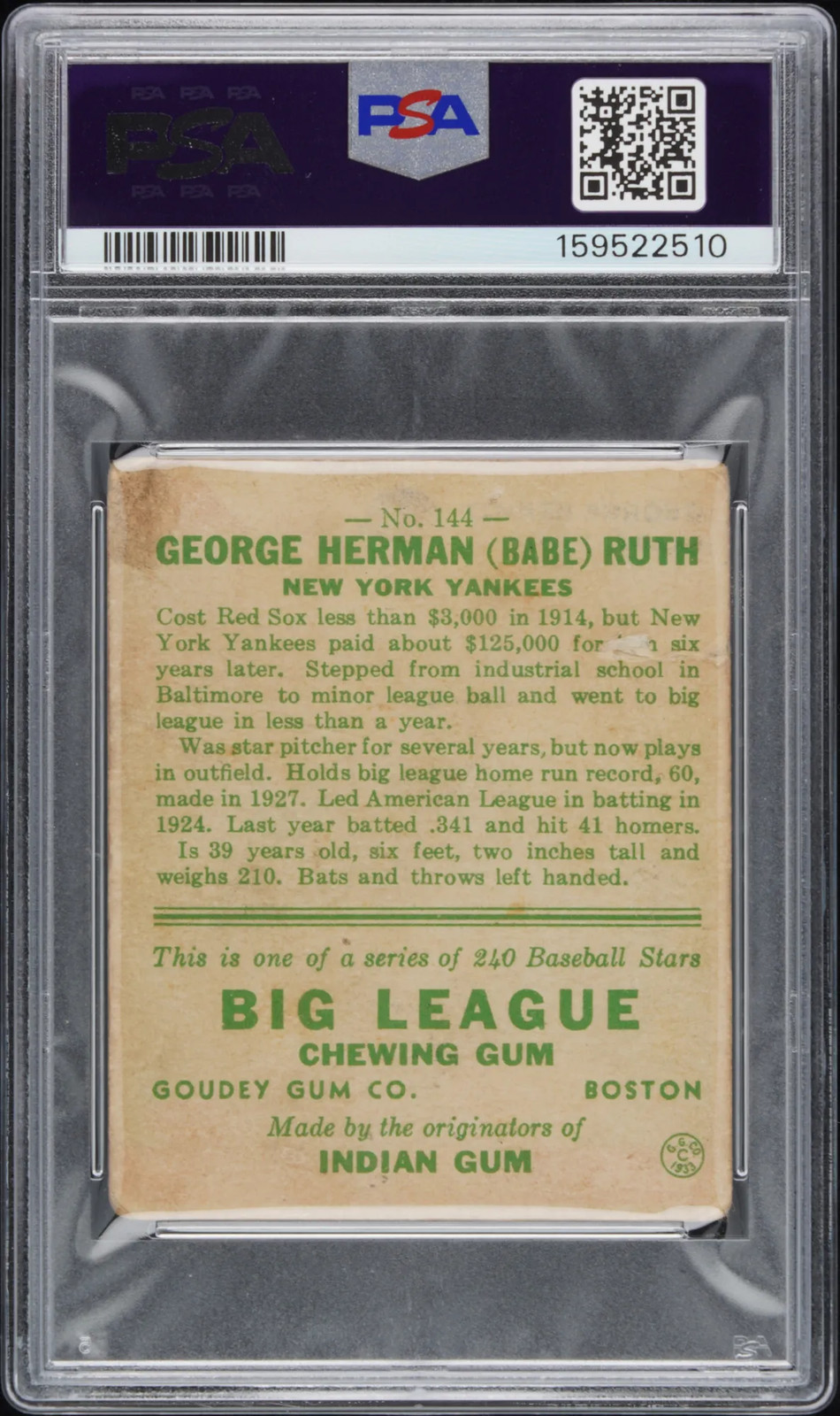 1933 Goudey #144 Babe Ruth PSA 1 PR view 2