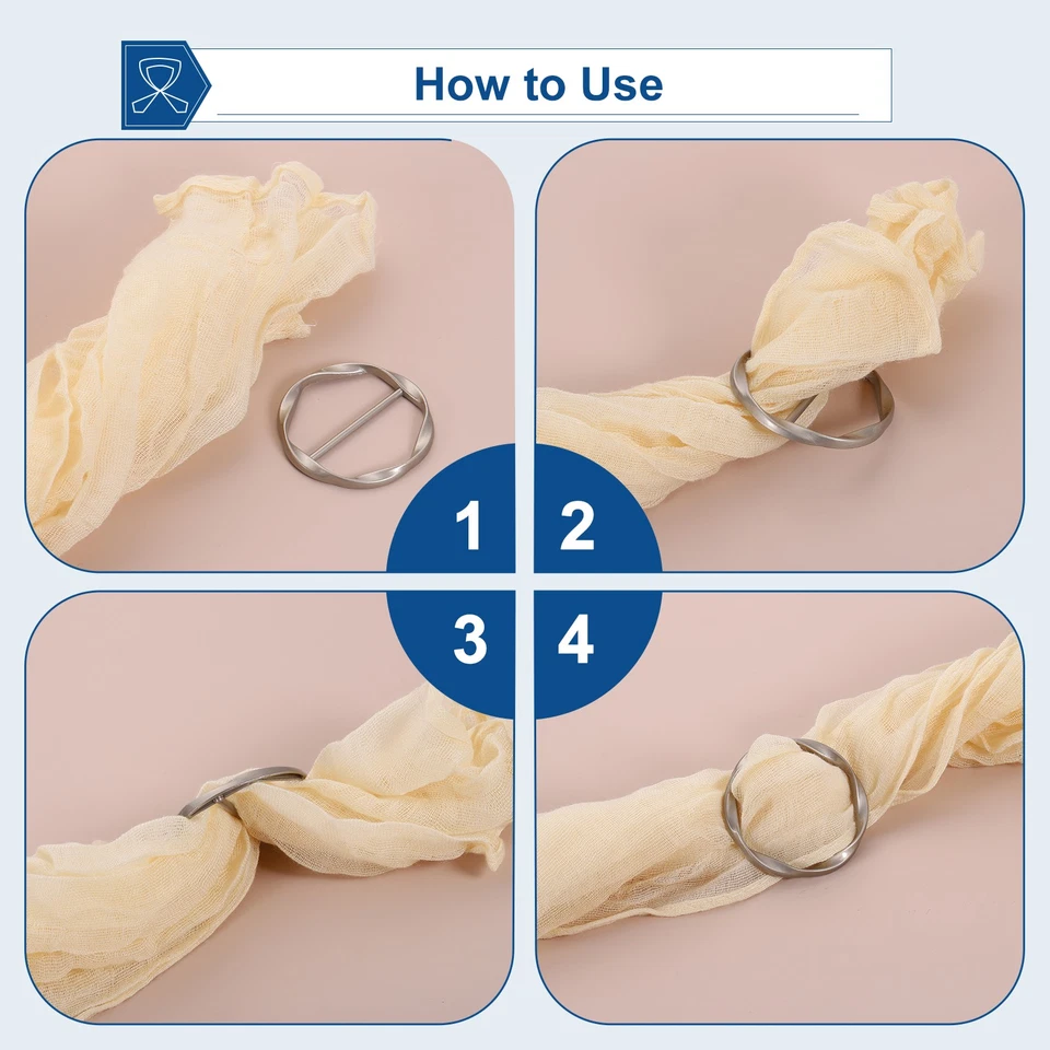 2 Pcs Clip 34mm(1-5/16") Anillo Pañuelo Metal Oro/Plata Mate - Imagen 4 de 4