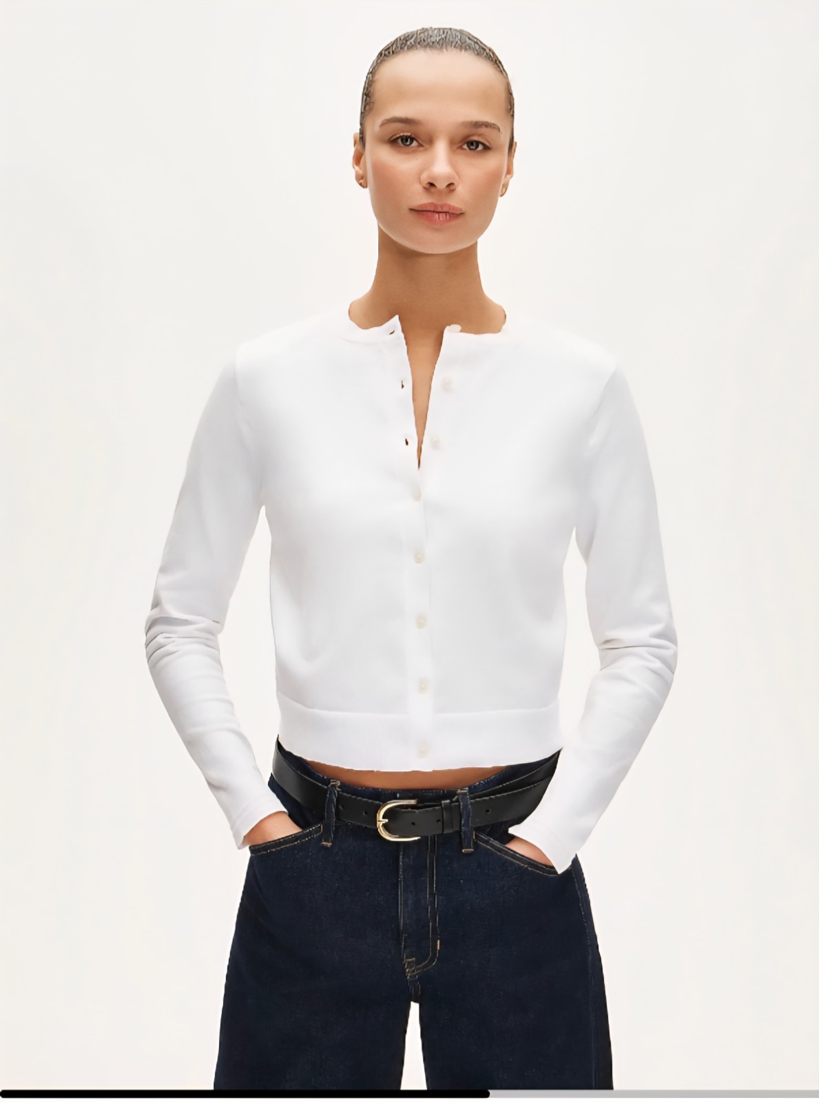 NWT J.Crew Size L Jackie Cardigan White Cotton Blend Long Sleeve CJ755 $128