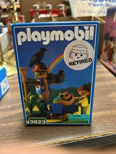 Vintage  RETIRED Playmobil #3823 Scarecrow Halloween Pumpkin Set New In Box