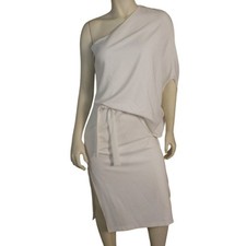 new HALSTON Asymmetrical Dress, 4, Chalk White, Toga/Draped, One shoulder,Vented