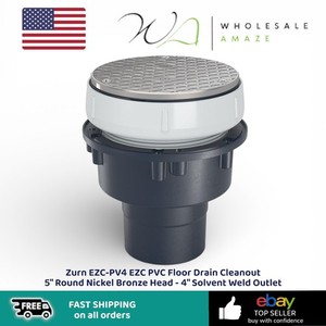 Zurn EZC-PV4 EZC PVC Floor Drain Cleanout 5" Round Nickel Bronze Head - 4" Solve