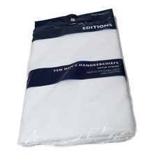 Basic Editions Men  s Handkerchiefs 2 Packs White Cotton Satin Stripe 20 Total