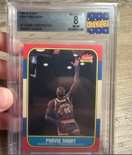 1986-87 Fleer Jersey Fusion Purvis Short Rookie Game Used Patch RC Beckett 8 BGS