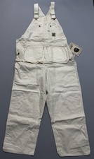 VTG Carhartt 77FB Double Knee White Cotton Duck Canvas Painter Bib Overall 46 30