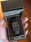 😍 NOS MINT W/ B&P! Vintage 1980’s PULSAR | SEIKO Striped Dial Ultra Thin Tank