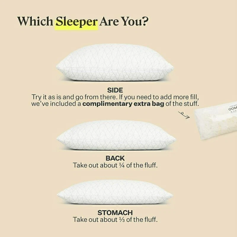 Paquete de 1/2 almohadas premium para cama tipo loft de espuma viscoelástica tamaño king queen para cooperativa EE. UU. Foto 3 de 4