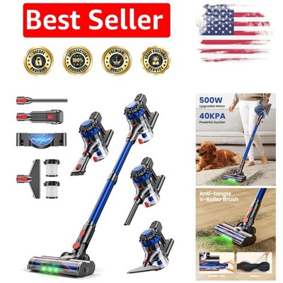 High-Power Cordless Vacuum with V-Shaped Anti-Tangle Brush & Wall Charging