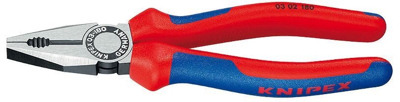 Pince combinée Knipex 03 02 180 multi-usage en acier de 180 mm avec poignées bi-matière