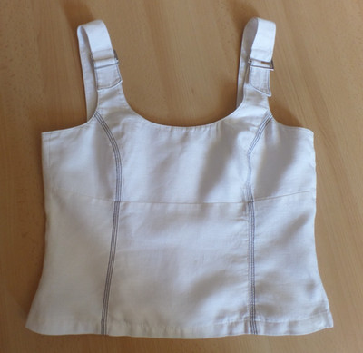 Damen Leinen Oberteil Top Corsage - Comma - Größe 40 - weiß