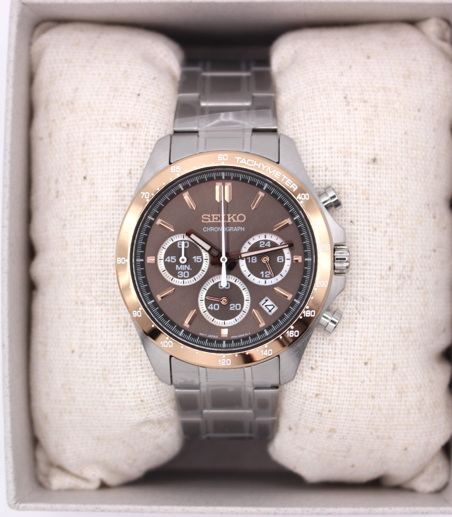 SEIKO SELECTION SBTR026 Watch Men's Chronograph Pink Gold