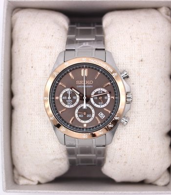 SEIKO SELECTION SBTR026 Watch Men's Chronograph Pink Gold