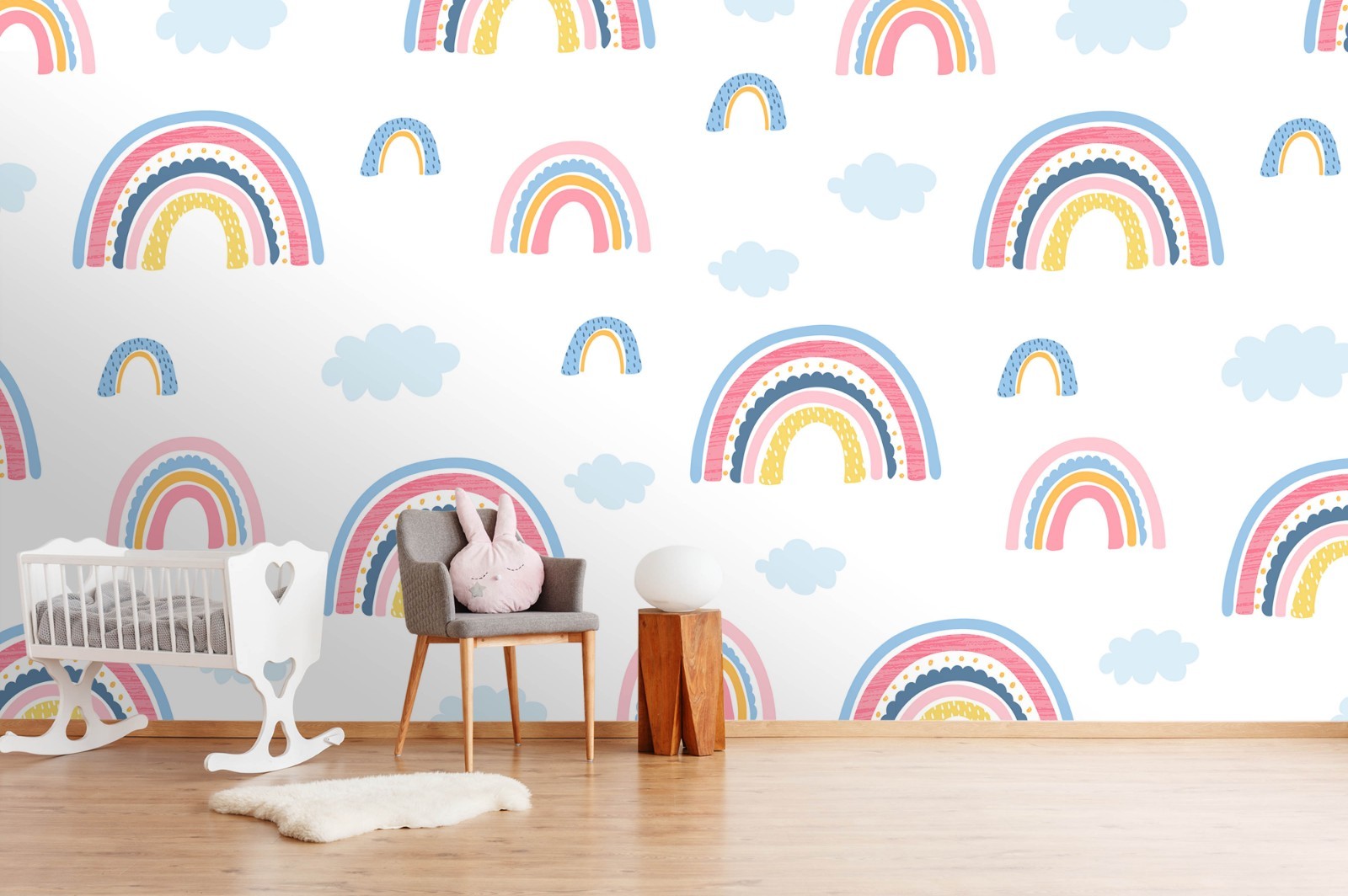 3D Rainbows Clouds Watercolor Pattern Wall Murals Wallpaper Murals Wall Sticker