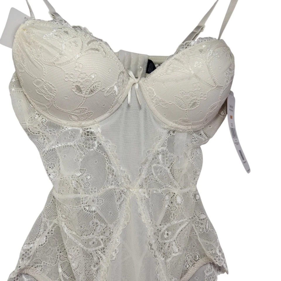 Rene Rofe Lencería Mujer Push-up Body con Ganchos en J Entrepierna a Presión Blanco Nuevo con Etiquetas Foto 2 de 4