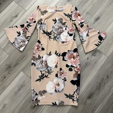Calvin Klein Bell-Sleeve Floral Sheath Dress Woman Size 4 EUC Blush Pink
