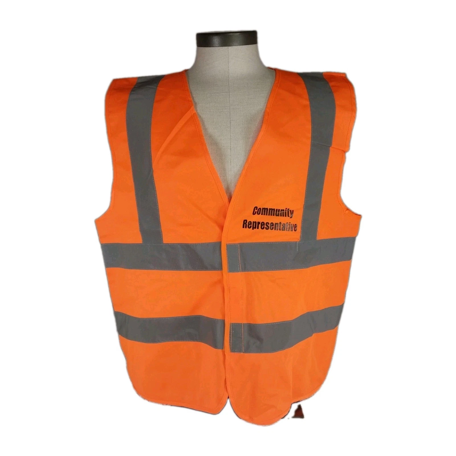 Orange Safety Vest w/ Reflective Strips XL Safety Gear High Visibility Costume image 1