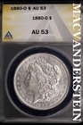 1880-O Morgan Dollar-ANACS AU 53 Almost Uncirculated #SLM533