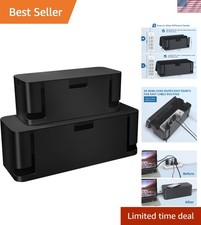 2 Pack Cable Management Box, Medium XL, Power Strip Organizer Black Hidde...