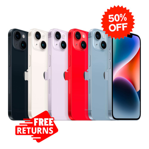 Apple iPhone 14 128GB/512GB - Midnight, Starlight, Red, Blue, Purple - Free Shi