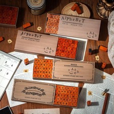 70pcs Wooden Alphabet Number Symbol Stamps Retro Typewriter for Journaling  Diy