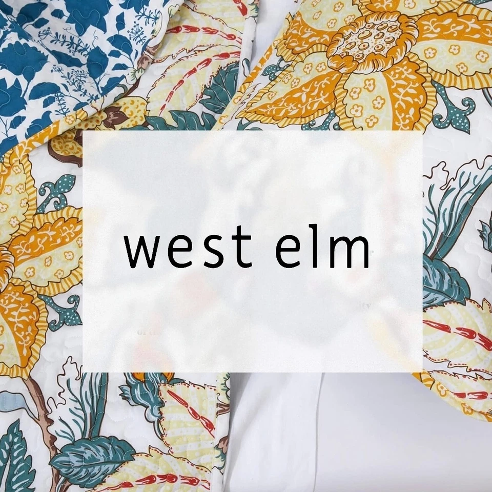 NEW West Elm Floral Reversible Queen / King Boho Bedding Quilt Coverlet Sham Set - Image 4 of 4