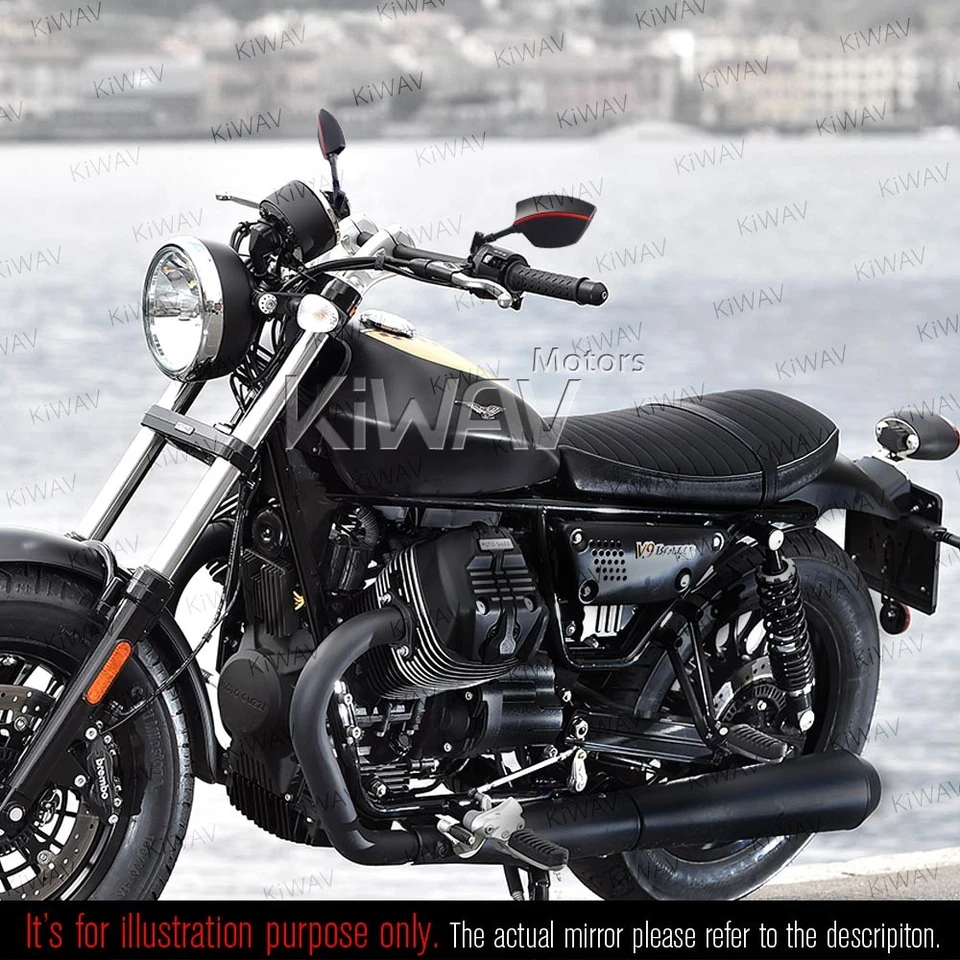 Espejo KiWAV Redline negro + rojo raya convexo vista más amplia se adapta a mocoso bobber Foto 4 de 4