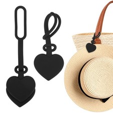 2-Pack Magnetic Hat Clip for Travel on Bag, Silicone Heart Hat Holder, Black