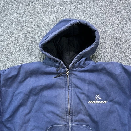 Vintage Boeing Jacket Mens 2XL Blue Duck Canvas Quilt Lined Distressed Y2K image 2