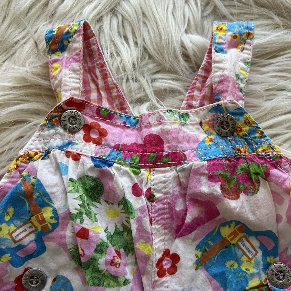 Mono floral tropical rosa aceitoso vintage Y2K jersey vacaciones talla 6 meses Foto 4 de 4